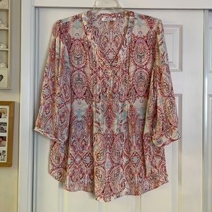 Gorgeous Vintage Patterned Rose + Olive Blouse